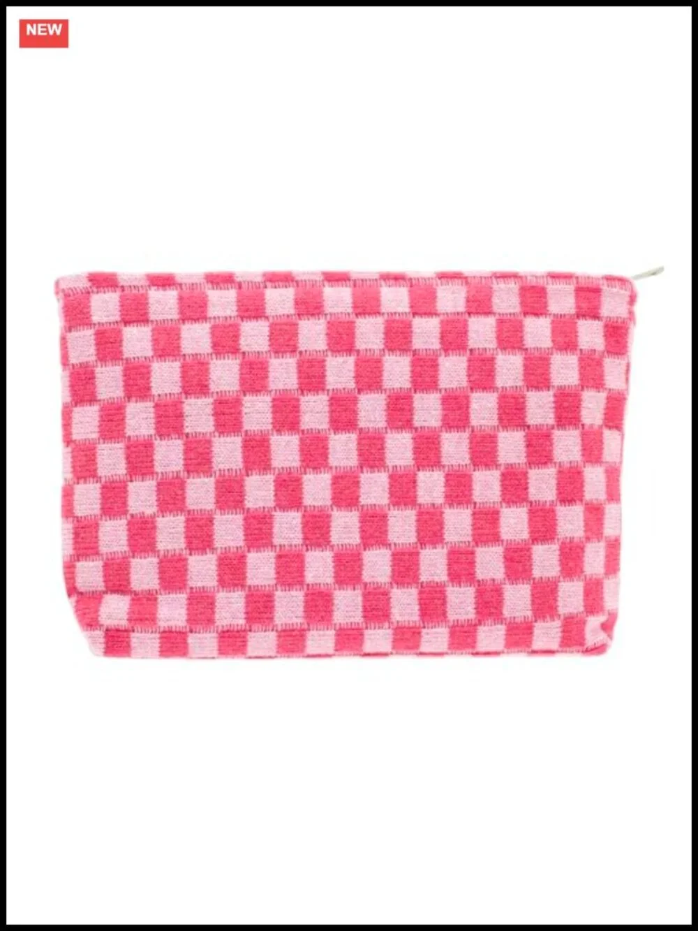 Knit Checkered Cosmetic Pouch for Purse | Makeup Bag Organizer Travel Toiletry